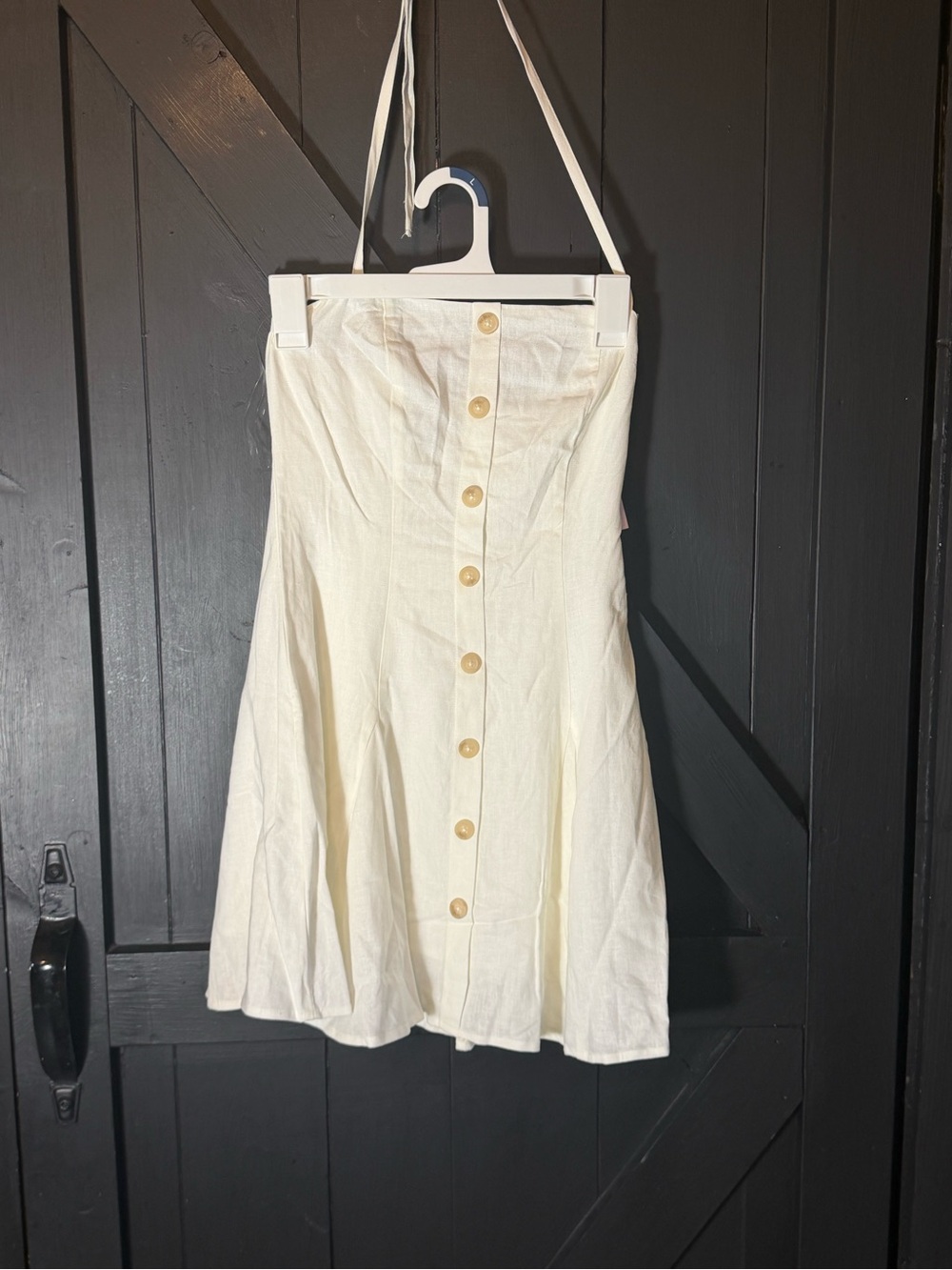 wild fable Ivory Button-Front Strapless Mini Dress
